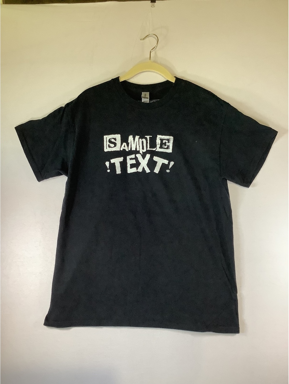 Black Gildan Heavy Cotton T-Shirt with Sample Text Print